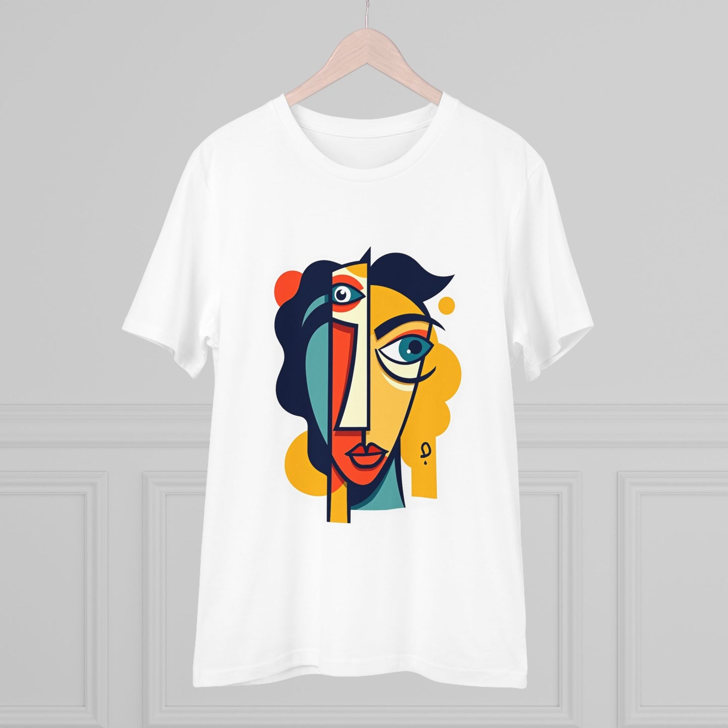 Cubist Face - Organic T-shirt - White - Unisex