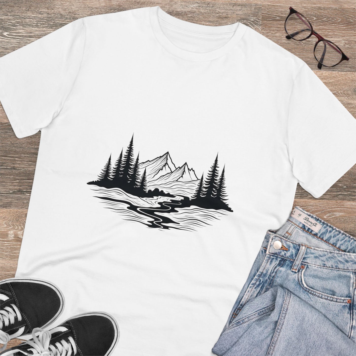 Abstract Landscape - Organic T-shirt - White - Unisex