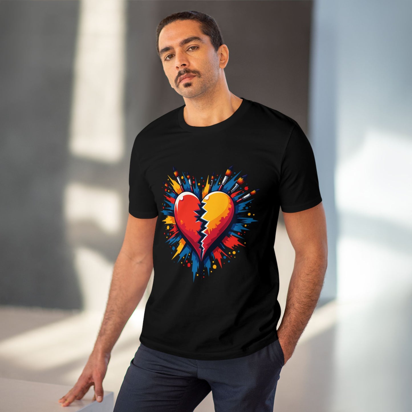 Shattered Heart - Organic T-Shirt - Black - Unisex