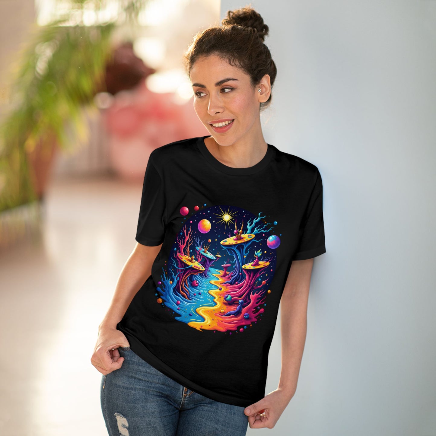 Celestial Brushstrokes - Organic T-Shirt - Black - Unisex