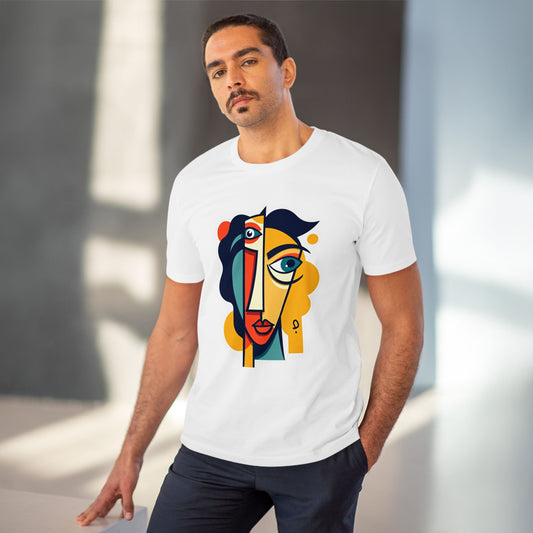 Cubist Face - Organic T-shirt - White - Unisex