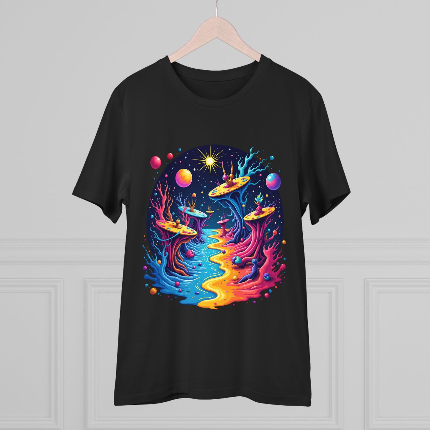 Celestial Brushstrokes - Organic T-Shirt - Black - Unisex