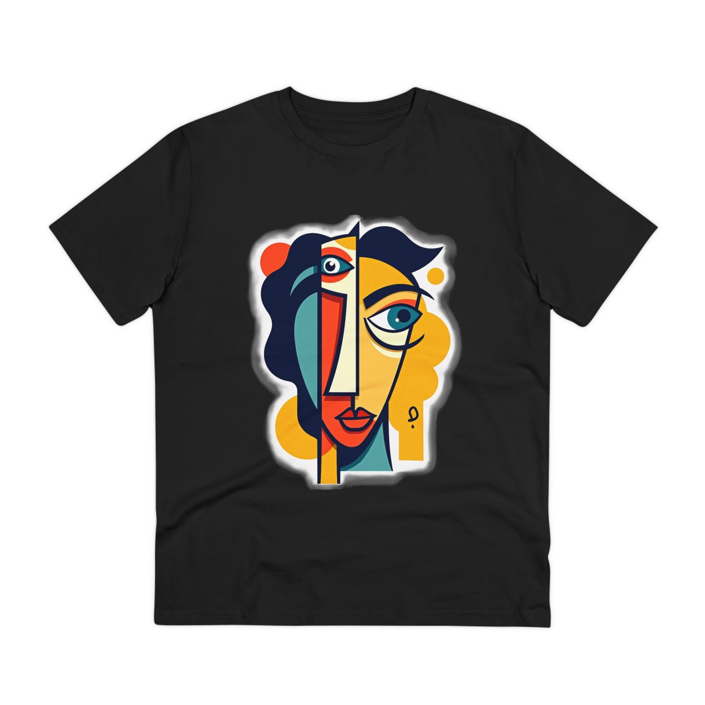 Cubist Face - Organic T-Shirt - Black - Unisex