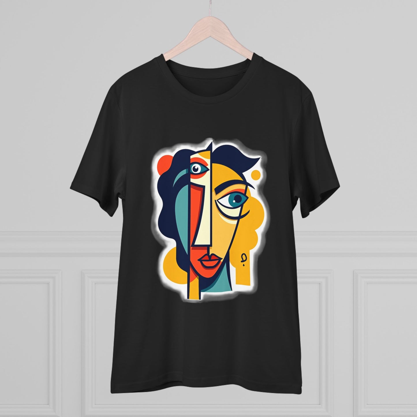 Cubist Face - Organic T-Shirt - Black - Unisex