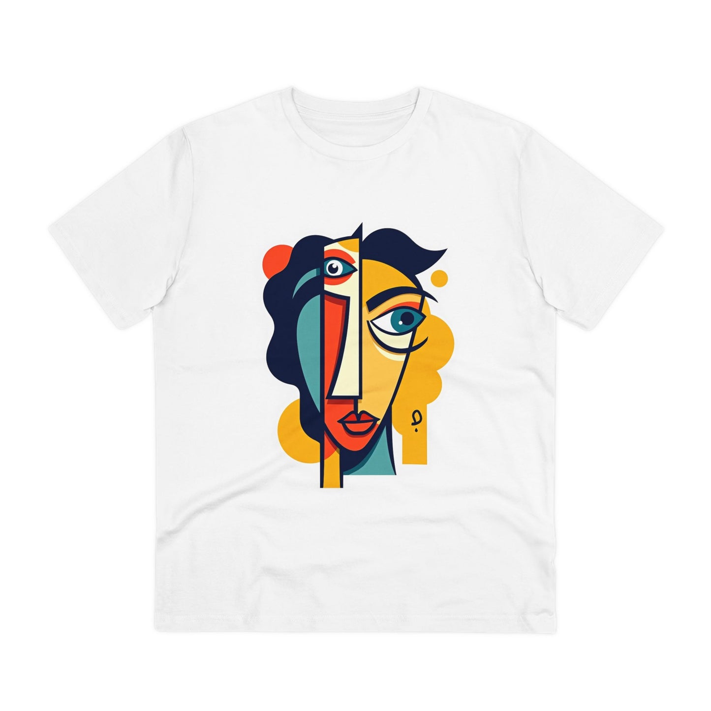 Cubist Face - Organic T-shirt - White - Unisex