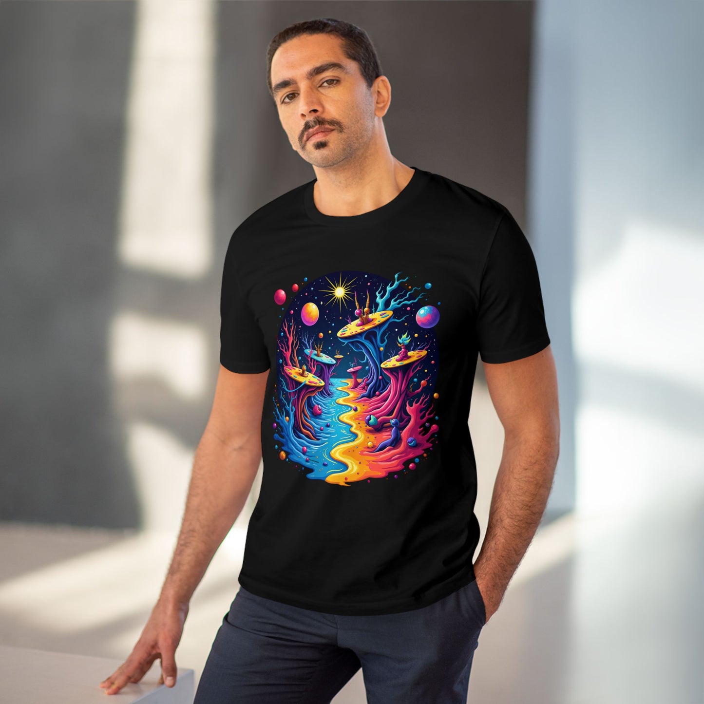 Celestial Brushstrokes - Organic T-Shirt - Black - Unisex